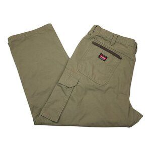 Wrangler Workwear Mens Cargo Pants Khaki 42X30 100% Cotton Durable Utility Style